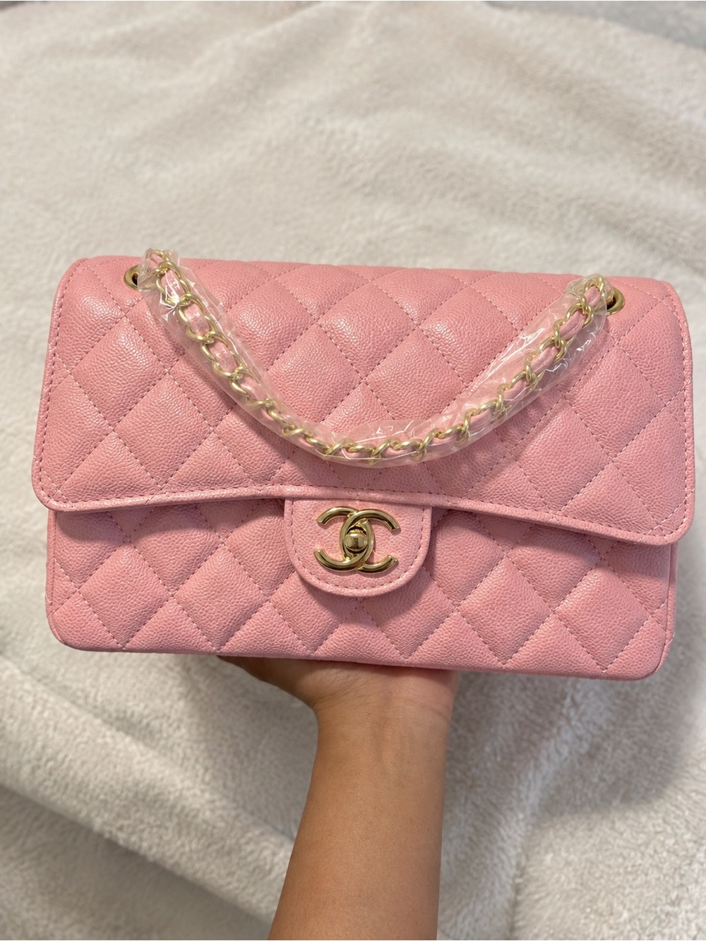 CHANEL Classic Medium Double Flap — Pink Caviar Leather
